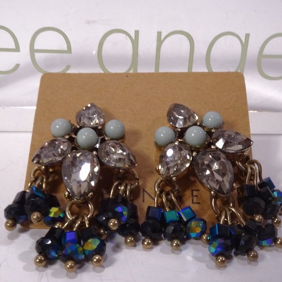 Lee Angel Neiman Marcus Cabochon Prism CZ Crystal Drop Earrings NWT 120 - Picture 1 of 5